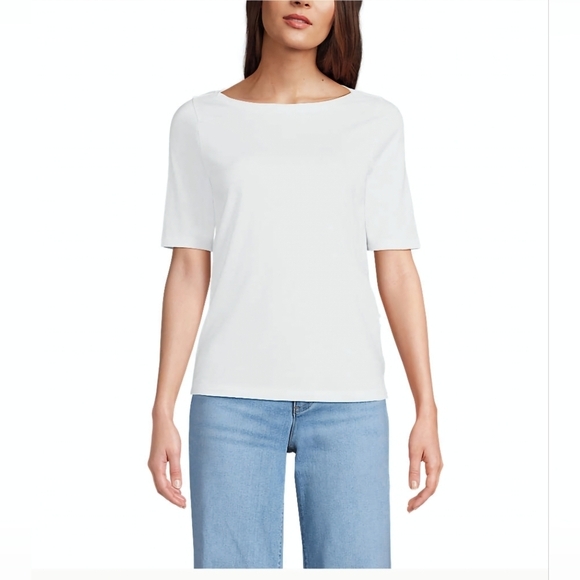 Lands' End Tops - Lands' End Women's Large Tall White Supima Boatneck Top New In Package